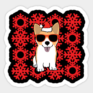 CORGI CHRISTMAS HAT WITH SNOWFLAKES Sticker